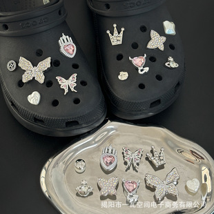 Cross Crocs DIY Accessories Sparkling Symphony Butterfly Rhinestone Removable Shoe Buckle Decoration Integrated Shoe Flower Accessories