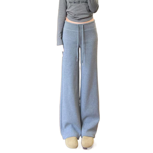 Spring and Autumn Loose Showcases Leg Length Straight Wide Leg Pants Laid-back Relaxed Sensation Casual Slimming Sports Pants for Women