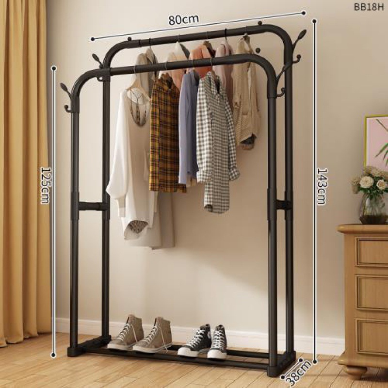 Percha de gorras percha de ropa interior del dormitorio percha de ropa de doble varilla percha de secado percha de ropa de piso percha de almacenamiento de ropa móvil conveniente