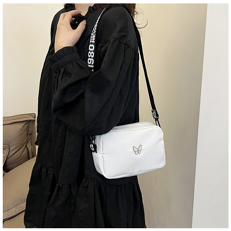 wholesale elegant butterfly simple small bag women's nylon cloth wide shoulder strap underarm bag casual shoulder solid color crossbody bag undefined