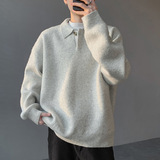 2026秋季青少年宽松型圆领长袖针织衫运动风格透气罗纹底摆厚款，男装针织衫/毛衣，星座614