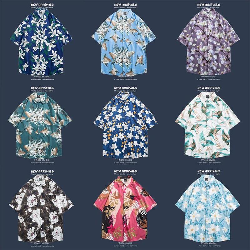 Summer Trendy Floral Shirts for Men, Trendy Hawaiian Short-Sleeved Shirts, Thin Youth Casual Tops, Couple Clothes