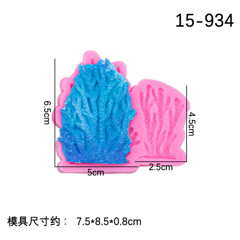 Gran sirena mar hierba coral fondant molde de silicona DIY epoxi decoración ritmo seco arcilla suave