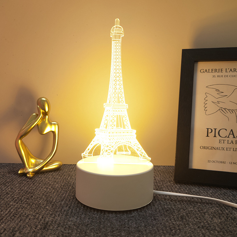 新奇特3d小夜灯卸売り来図創意プレゼントのベッドの上の電気スタンドの越境雰囲気はアクリル製のlogoを決めます。|undefined