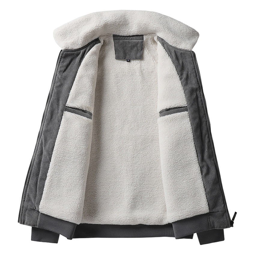 Invierno nuevo abrigo de pana de los hombres de lana forrada engrosada moda soporte collar lana de cordero casual chaqueta de los hombres ropa de invierno de moda