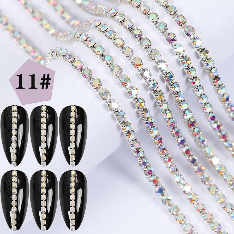 Super Value Six Packaging Japanese Style Creative Nail Decorative Chain Pearl Rhinestone Chain Nail Metal Color Retention Chain Wholesale display picture 10