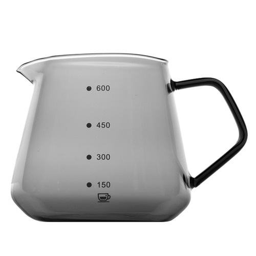 Hand-brewed coffee pot, cloud pot, sharing pot, thickened heat-resistant glass, cute coffee pot with scale, fair cup
