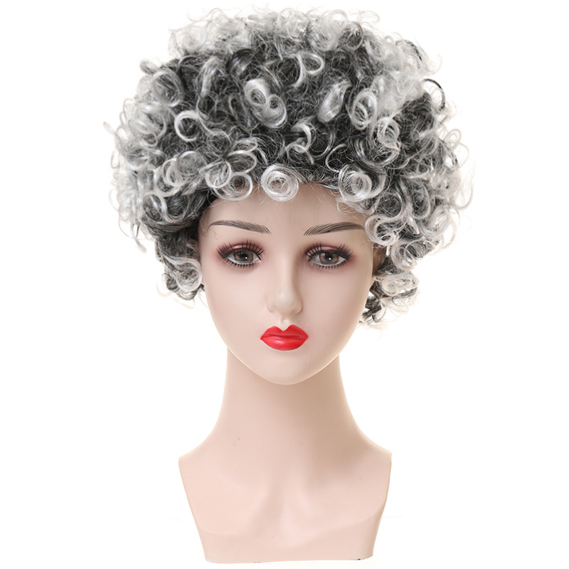 Amazon escuela 100 días gris abuelo peluca abuela peluca carta dama estilo vieja dama peluca