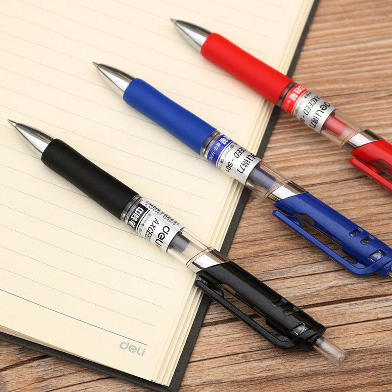 Deli Gel Pen S01 Press Signature Pen Office Black Carbon Pen Refill Refill Student Water Pen Wholesale