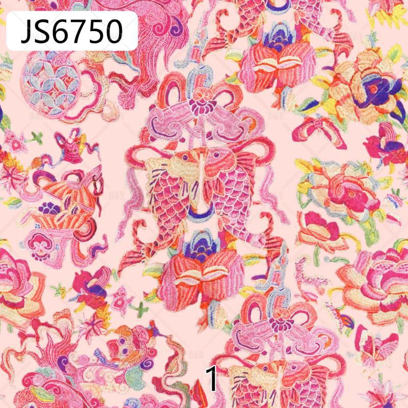 国风锦鲤国画天丝数码印花布料 中式 童装连衣裙布包锦棉印花布