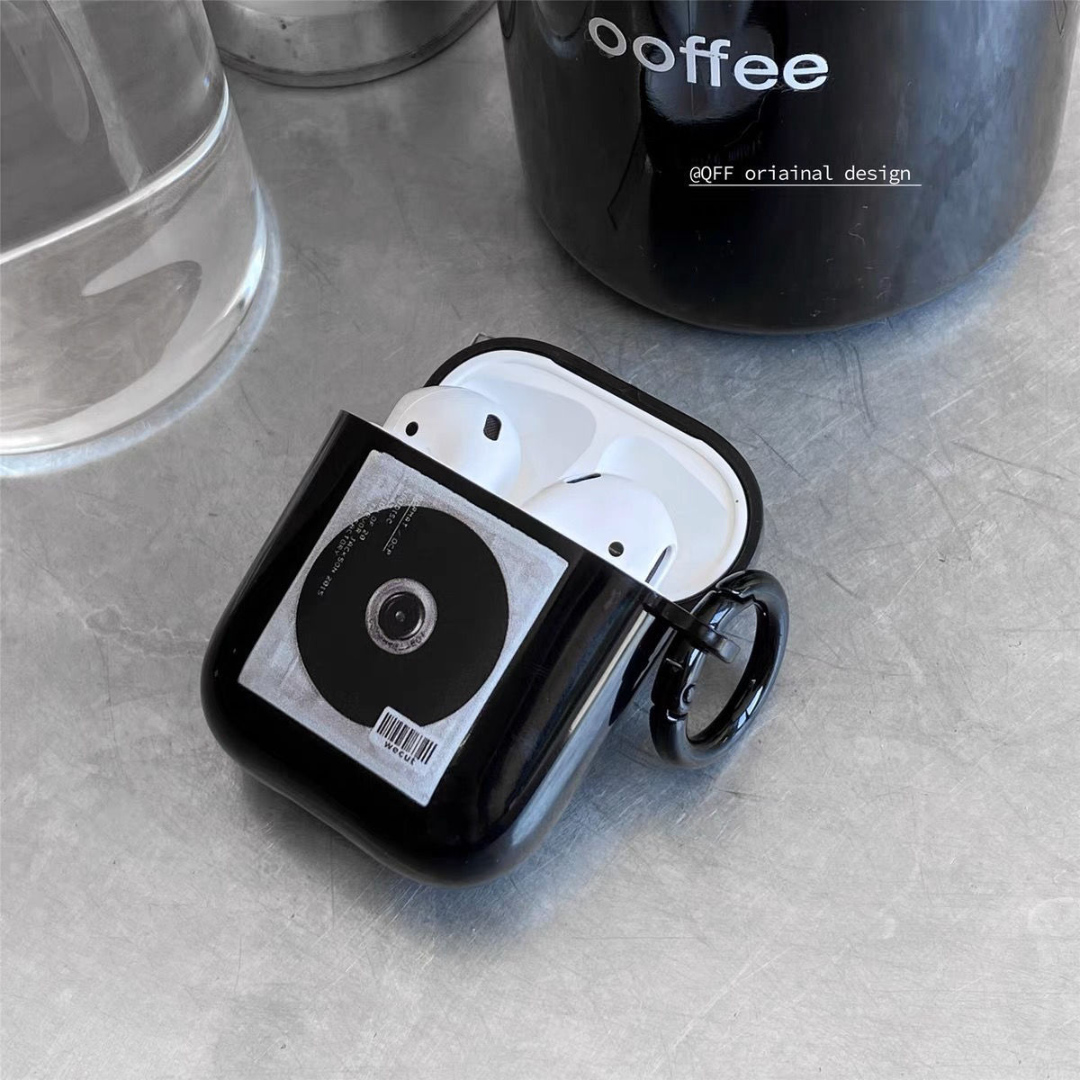 Aplicable para Apple Airpods Pro3 auriculares coreanos ins retro CD AirPods 4 funda negra