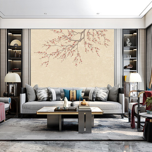 Unique Embroidery Seamless Wall Covering Plum Blossom with Fragrant Living Room Tv Sofa Background Wall Covering New Chinese Style Unique Embroidery