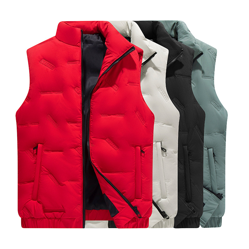 M - 7XL chaleco de algodón de cuello vertical de tamaño grande chaleco caliente rojo para hombres con hombro de plumón para aumentar el peso