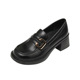 2024 Spring and Autumn New Thick Sole Thick Heel Retro Small Leather Shoes High Heel Lefu Shoes Single Shoes Women's Large Size Shoes 41-43