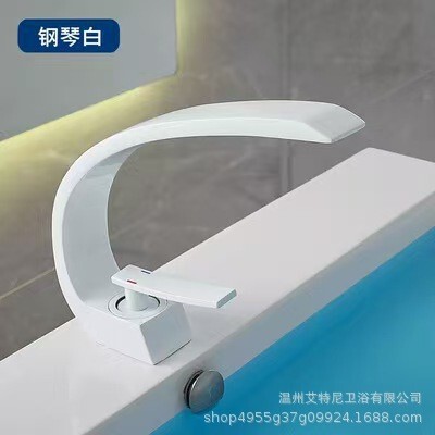 黑色水龙头洗手盆创意极简全铜浴室家用冷热卫生间洗脸面盆台盆|undefined