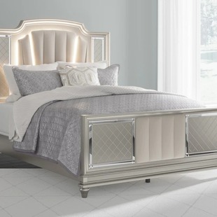 Modern simple platinum large cushion panel bedroom suit Hotel Villa home master bedroom furniture bed