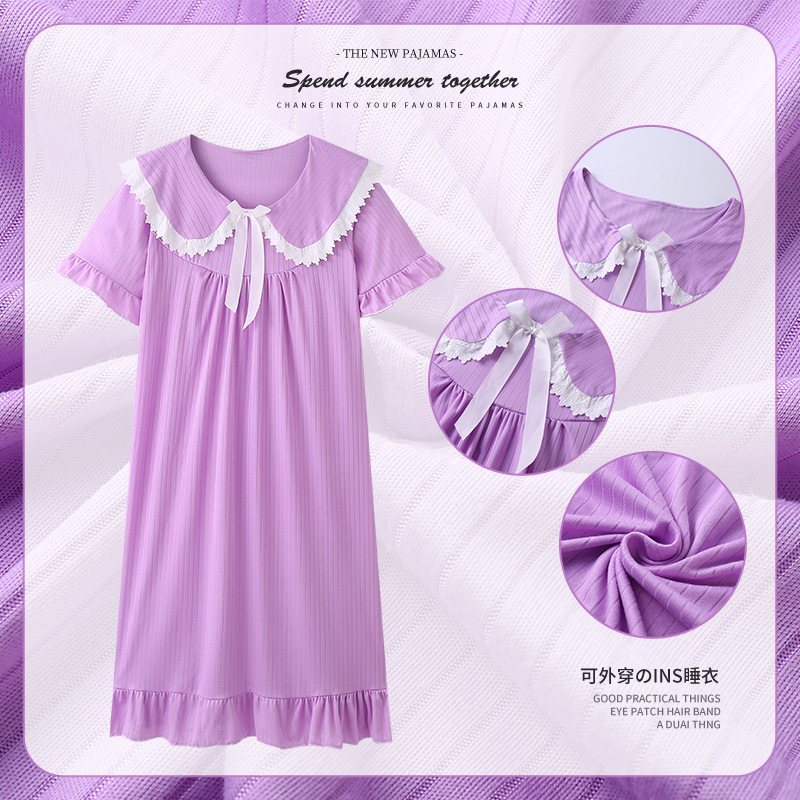 Pijama de verano de manga corta muñeca cuello de hadas corte coreana engordado pijama de tamaño grande princesa ropa de estilo doméstico