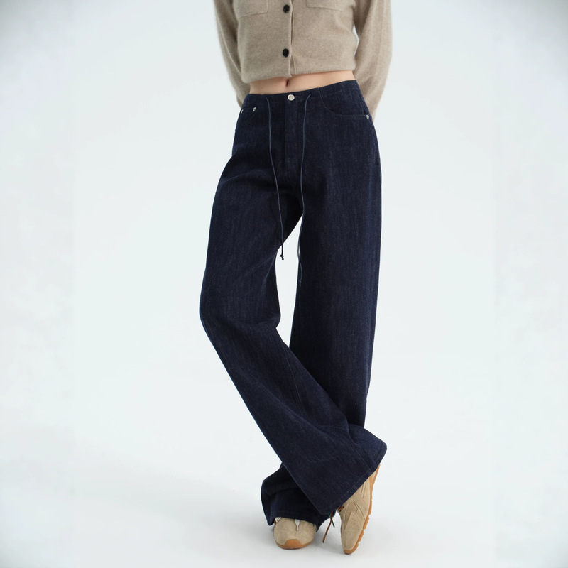 MBB High-End Australian Wool Loose Straight-Leg Jeans for Women, Autumn and Winter, High-Waisted, Slimming, Vintage, Versatile for Commuting