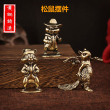 黄铜帽子松鼠圣诞帽手摆件手把件跨境热销工艺品家居装饰铜器批发