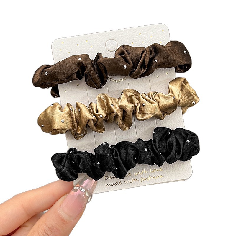Perforación de alta elasticidad, anillo de pelo del intestino delgado, bolas de cuero cabelludo, cuerdas de pelo, tela simple, adornos de cabello de cola de caballo, cuerdas de cabello plegadas