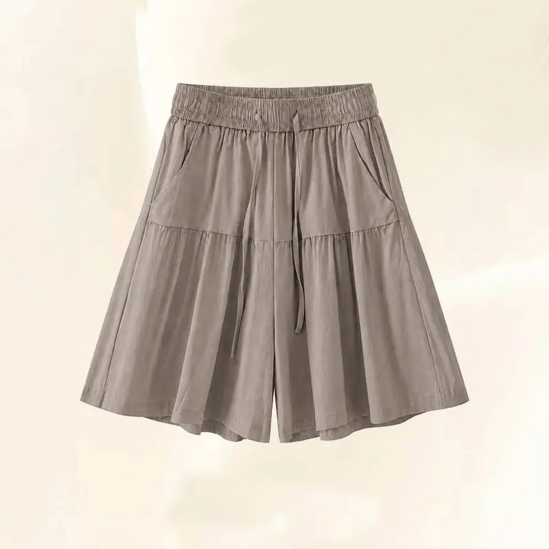 2026 Amazon Summer New European and American Style Independent Brand Large Hem Solid Color Shorts Drawstring Skirt Pants Women's Clothing