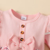 Brand autumn colored bodysuit for early age flower-shaped, 2023 collection, Korean style, city style, long sleeve