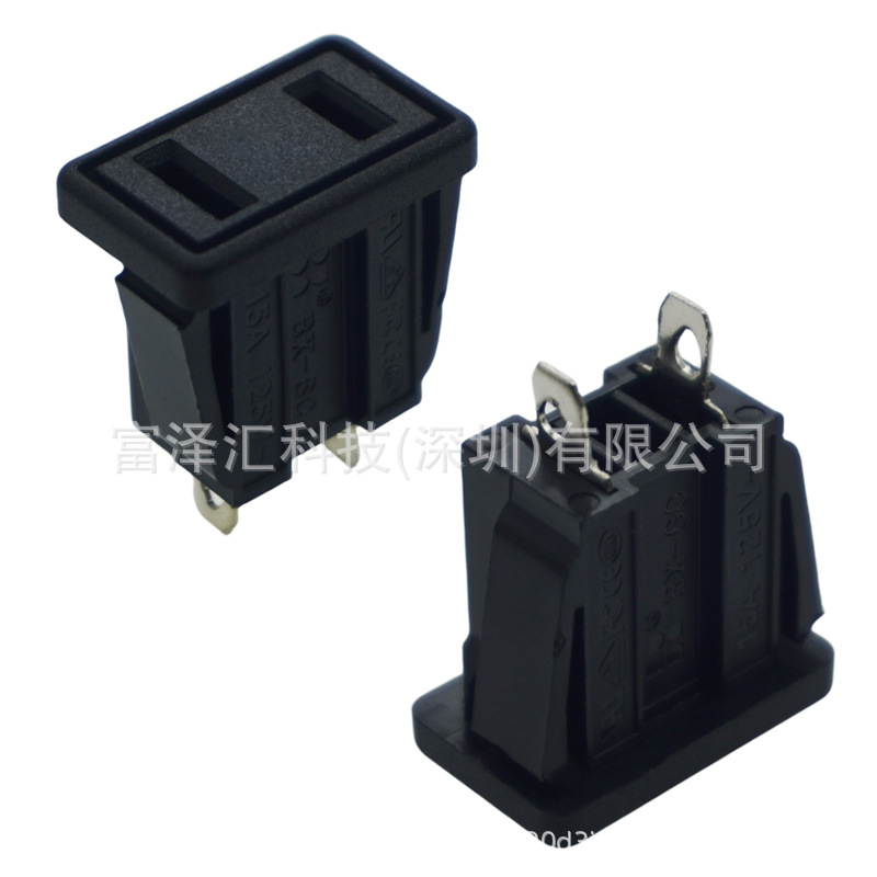二插国标美标电源插座 嵌入式 卡式 两脚2孔AC交流插座铜脚 BX-6C