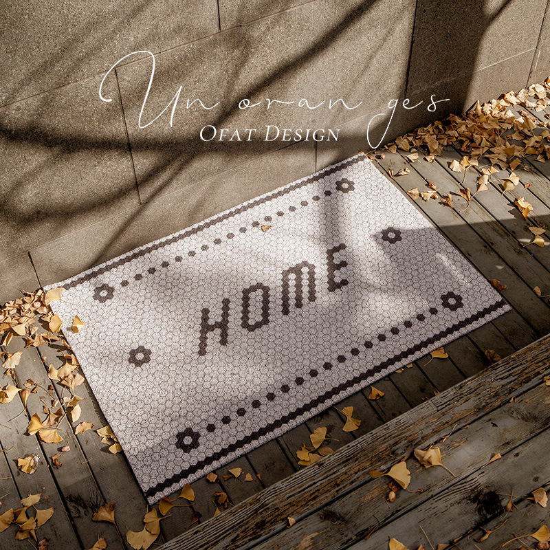 Geometric Splicing Simple Floor Nordic Entrance Mat Mud Scraper Dust Removal Mat Carpet Silk Loop Foot Mat Wear-Resistant