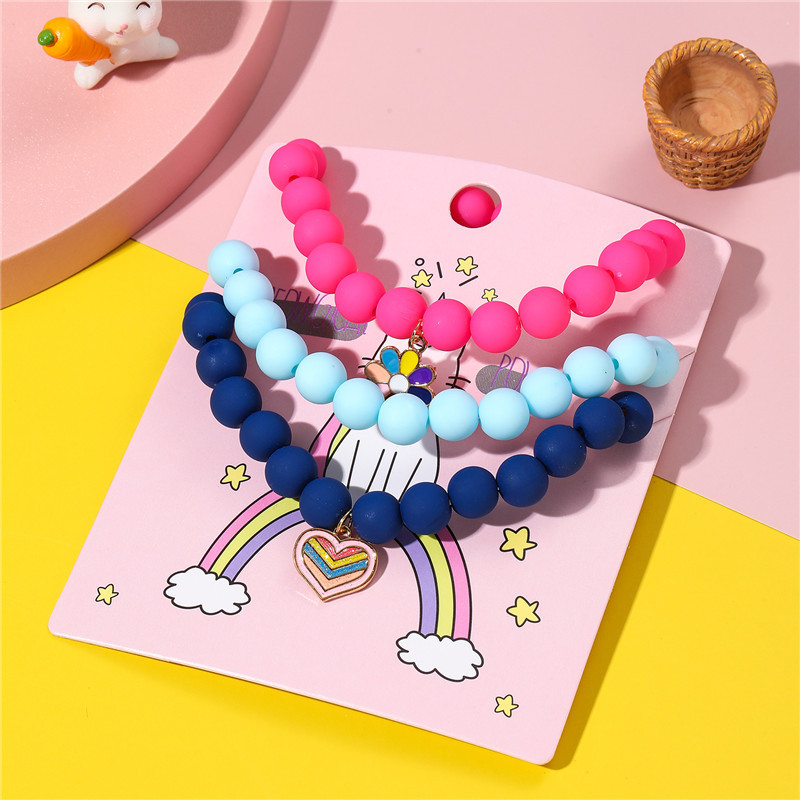 Cartoon Style Solid Color Arylic Beaded Kidu0027S Bracelets 3 Piece Set