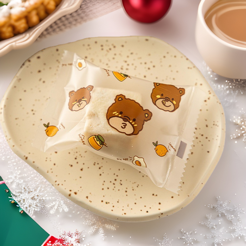Bolsa de embalaje crujiente de copo de nieve transparente galletas para hornear caramelo turrón galleta leche azufaifa bolsa de sellado de máquina papel de embalaje pequeño independiente