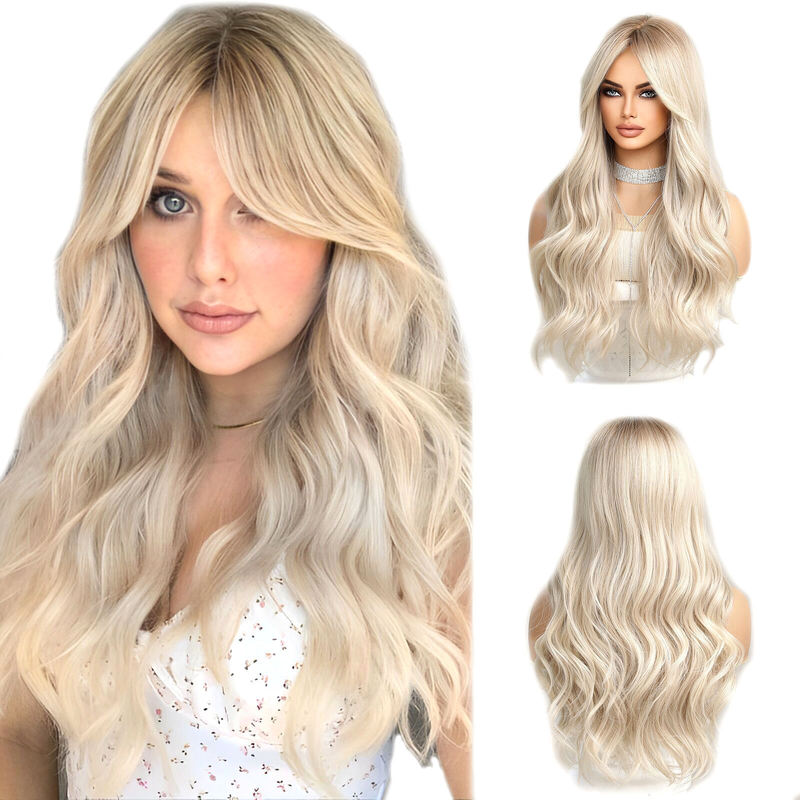 Water Wave Synthetic Wig, Curly High-End Heat-Resistant Synthetic Hair, Lace Wig