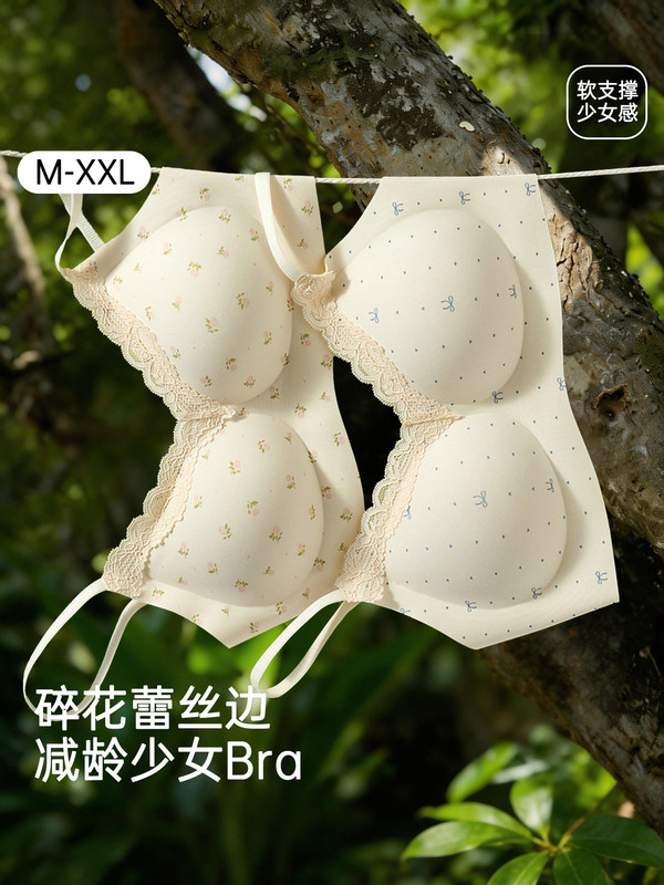 Floral Lace Seamless Underwear for Women 2026 New Spring and Summer Small Chest Gathering Anti-Sagging Bra Floral Lace Seamless Underwear for Women 2026 New Spring and Summer Small Chest Gathering Anti-Sagging Bra