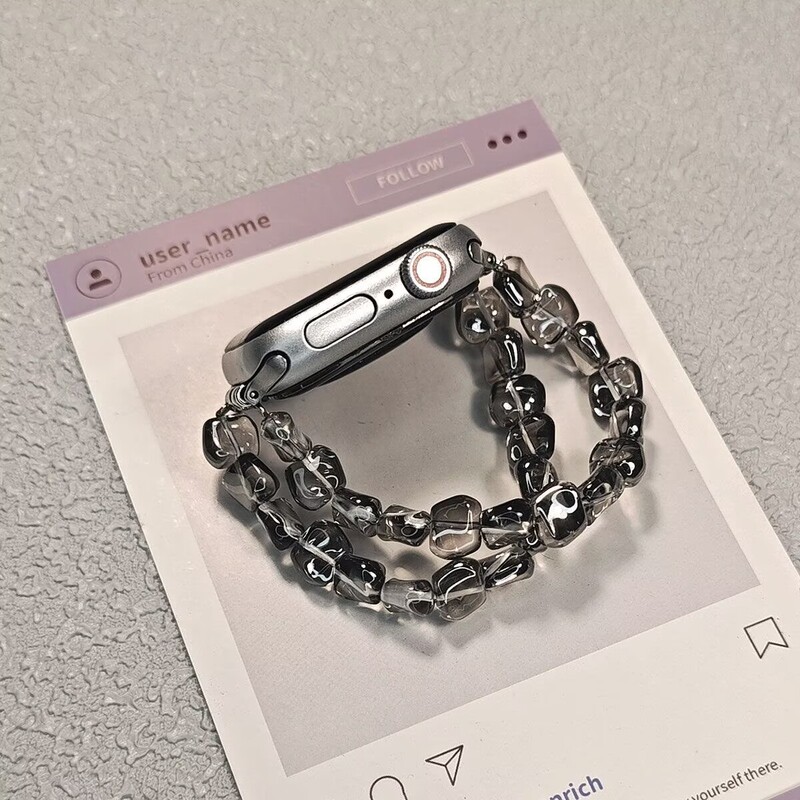 Double-Row Crystal Beaded Watch Band Suitable for Apple Watch Iwatch, Metal Chain, Chanel-Style Light Luxury Bracelet Double-Row Crystal Beaded Watch Band Suitable for Apple Watch Iwatch, Metal Chain, Chanel-Style Light Luxury Bracelet