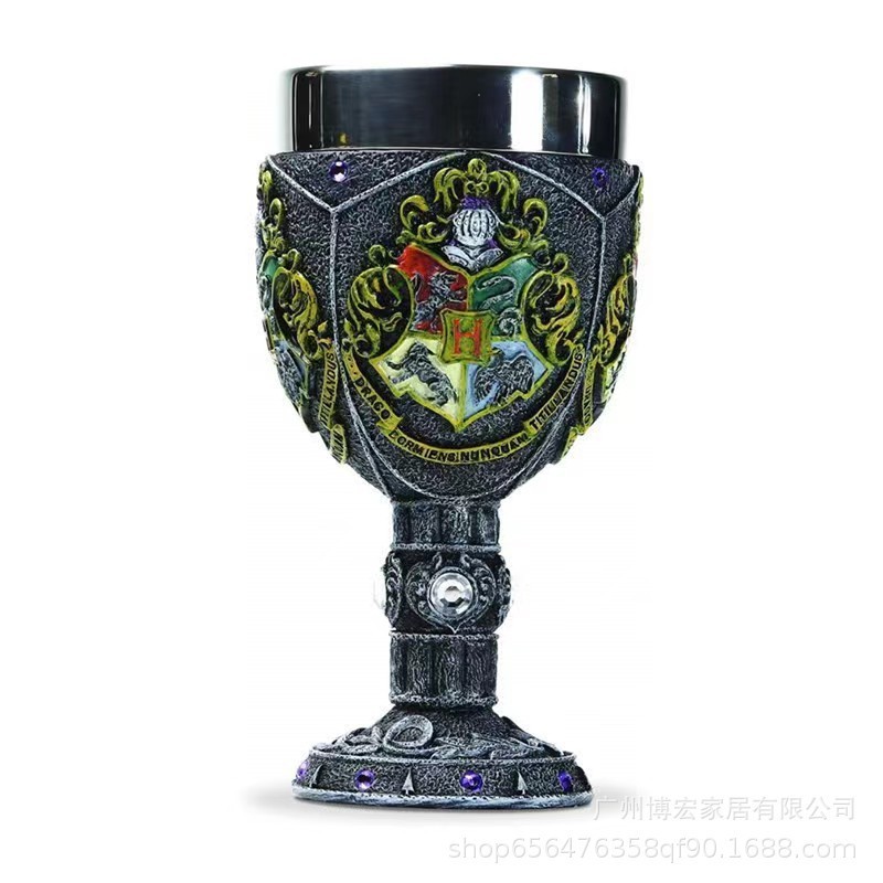 哈利波特二代啤酒杯高脚杯不锈钢杯纪念品哈利波特四大魔法学院杯|undefined