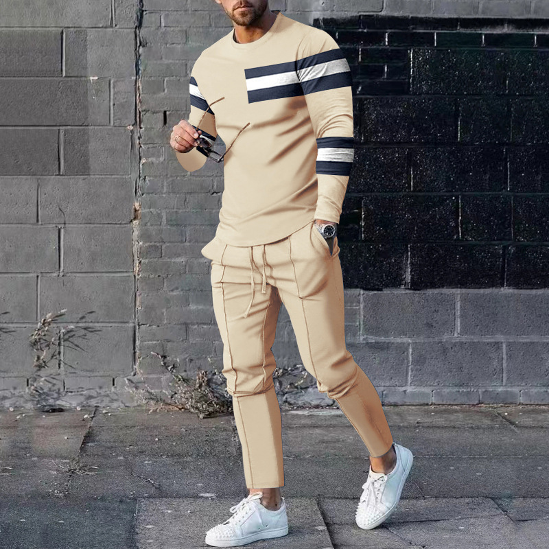 Herren Freizeit Anzug Langarm Oberteil Und Hose Sportset_voghion.com