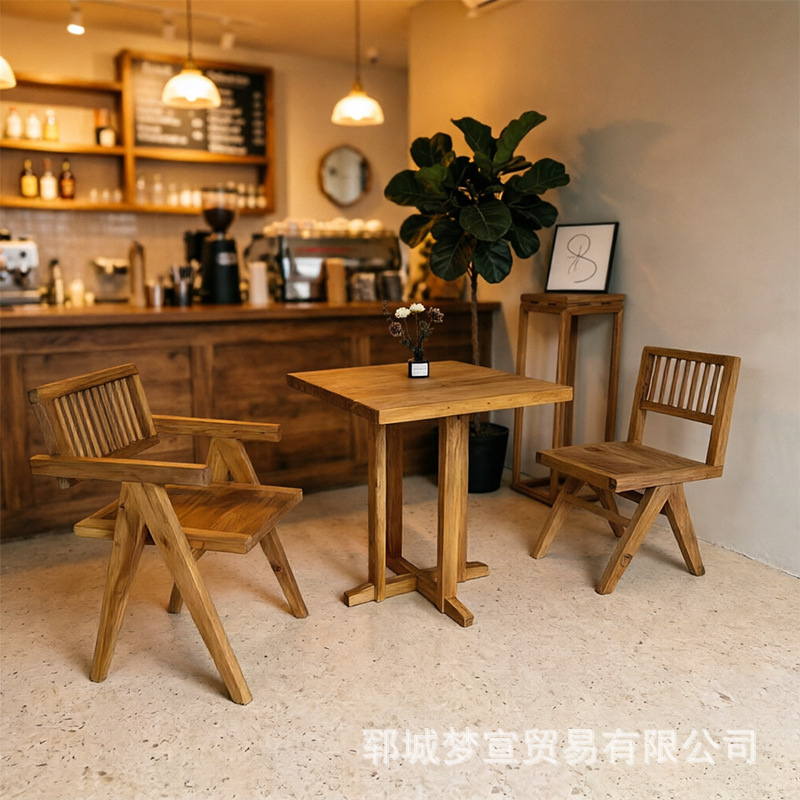 Minimalist style old elm wood coffee table, homestay leisure dining table and chairs, Chinese Zen tea table, small solid wood tea table for living room