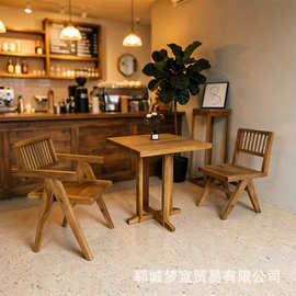 诧寂风老榆木咖啡桌民宿休闲餐桌椅中式禅意茶桌客厅小型实木茶几
