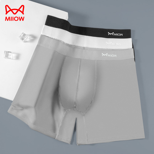 Catman ice silk sports underwear men's summer thin anti-wear leg running quick-drying large size extended anti-wear crotch boxer briefs
