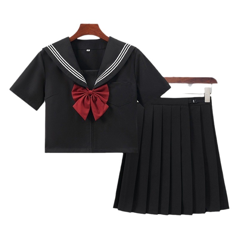Factory on behalf of the package after-sales black three jk uniform sailor suit jk school for jk suit jk skirt pleated skirt Japanese