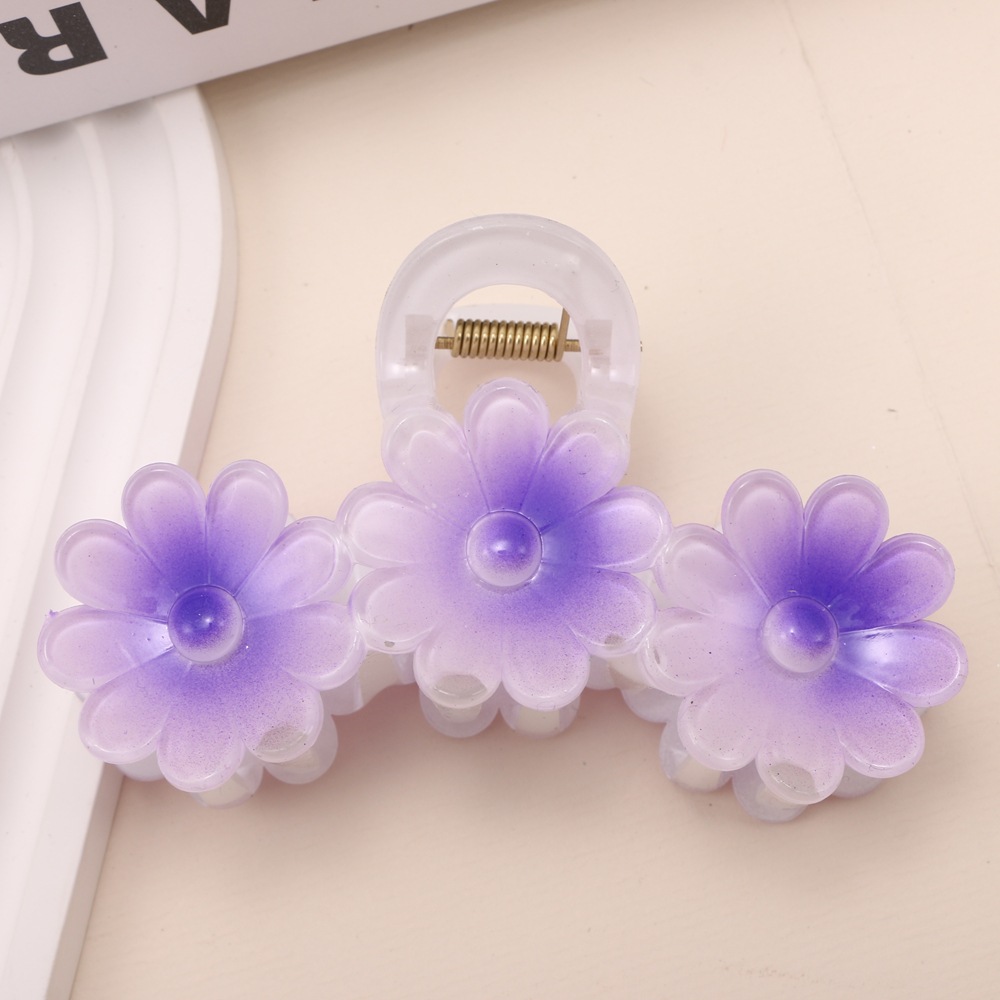 Nuevo color frangipani acrílico pinza para el cabello flor pinza de agarre de alta calidad elegante accesorio para el cabello de mujer pinza de tiburón de agarre lateral