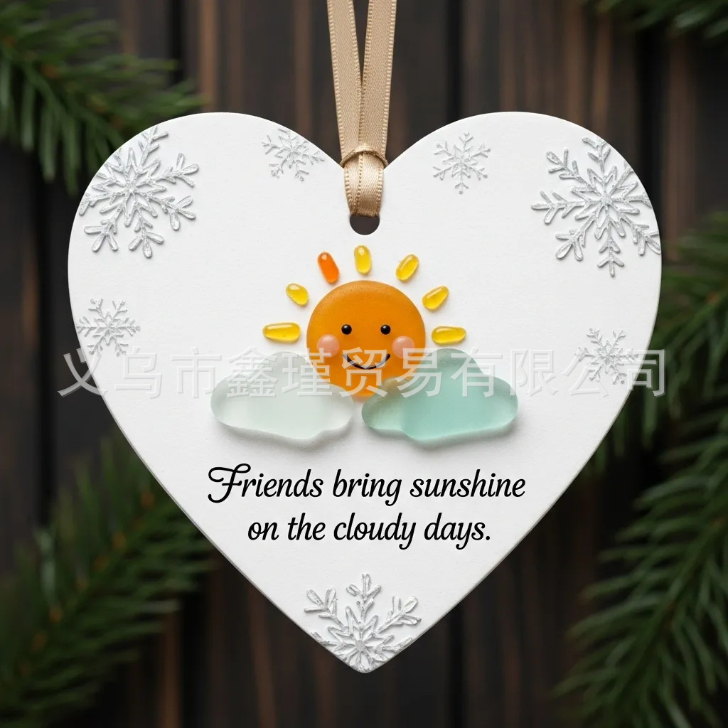 Nuevos productos transfronterizos de fondo blanco plano amistad de Navidad acrílico decoración de automóviles colgante amor Santa colgante