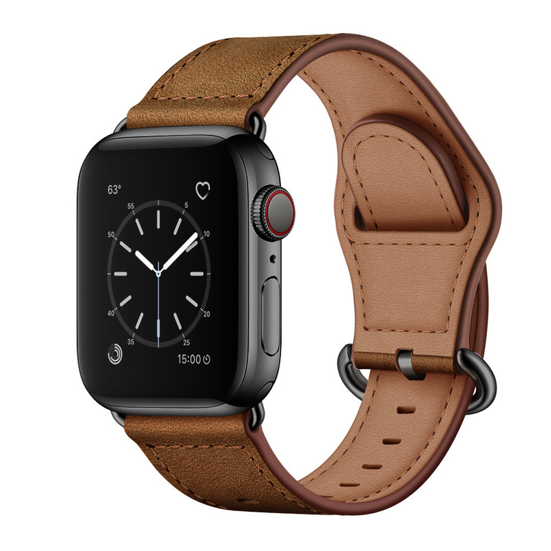 Suitable for Apple Watch Apple I Watch12345678Se Genuine Cowhide Double Hole Apple Watch Strap