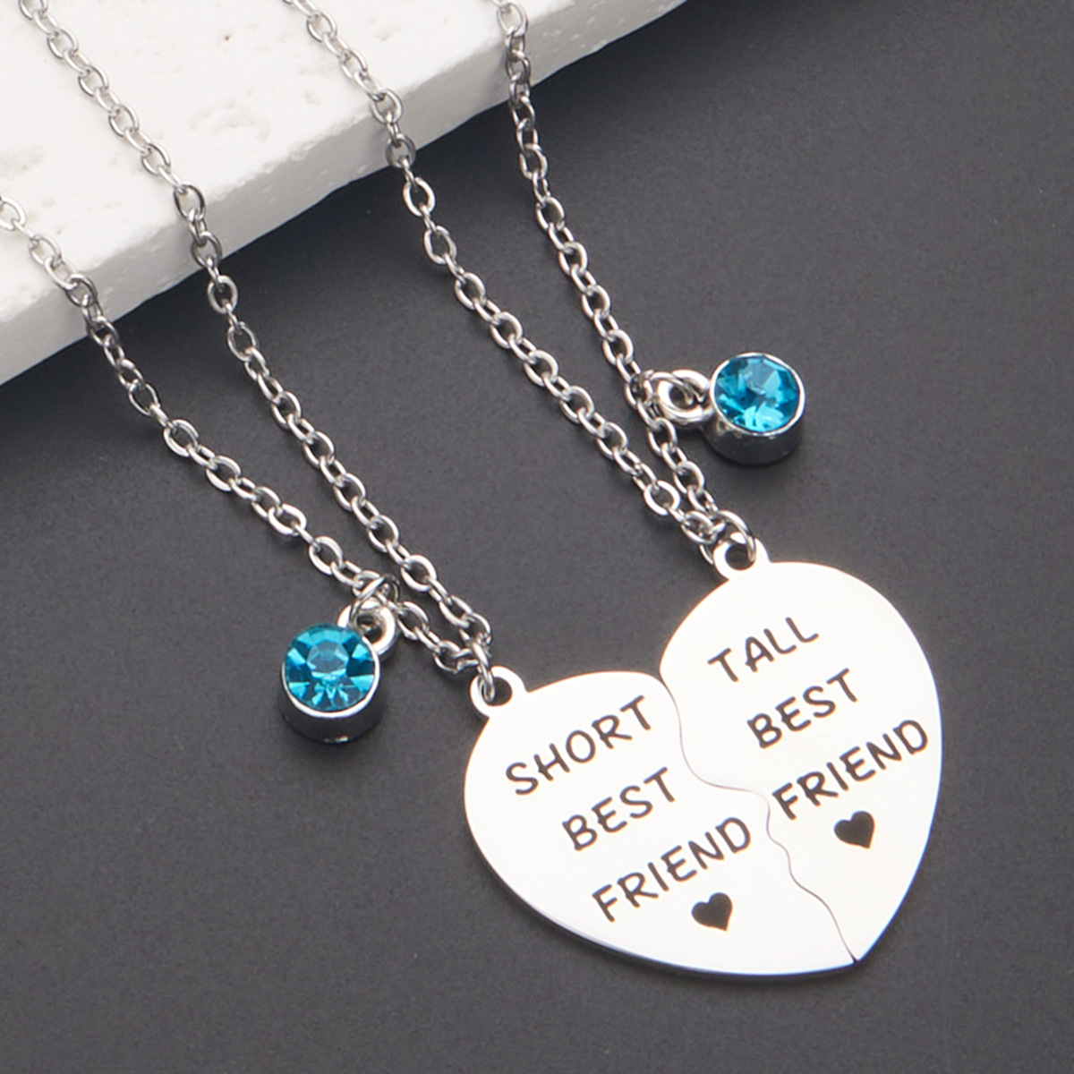 304 Stainless Steel Pendant Material Stainless Steel Puzzle Necklace Set Of 2 Best Friends Gift Friendship Necklace Heart Shaped Polished Titanium Steel Jewelry For Women