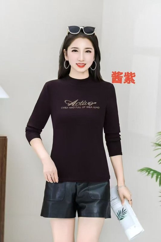 一件代发双面绒保暖打底衫2025秋冬季款半高领长袖T恤女内搭上衣|undefined