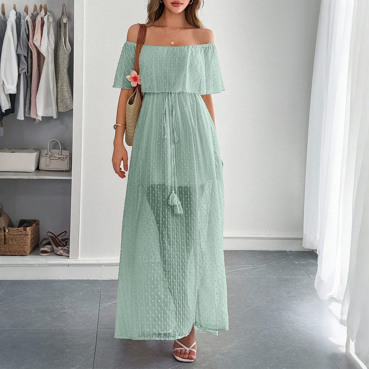 Women's Summer Elegant Short-Sleeve Maxi Dress