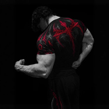 Breathedivinity美式运动健身短袖男士跑步印花弹力速干紧身T恤