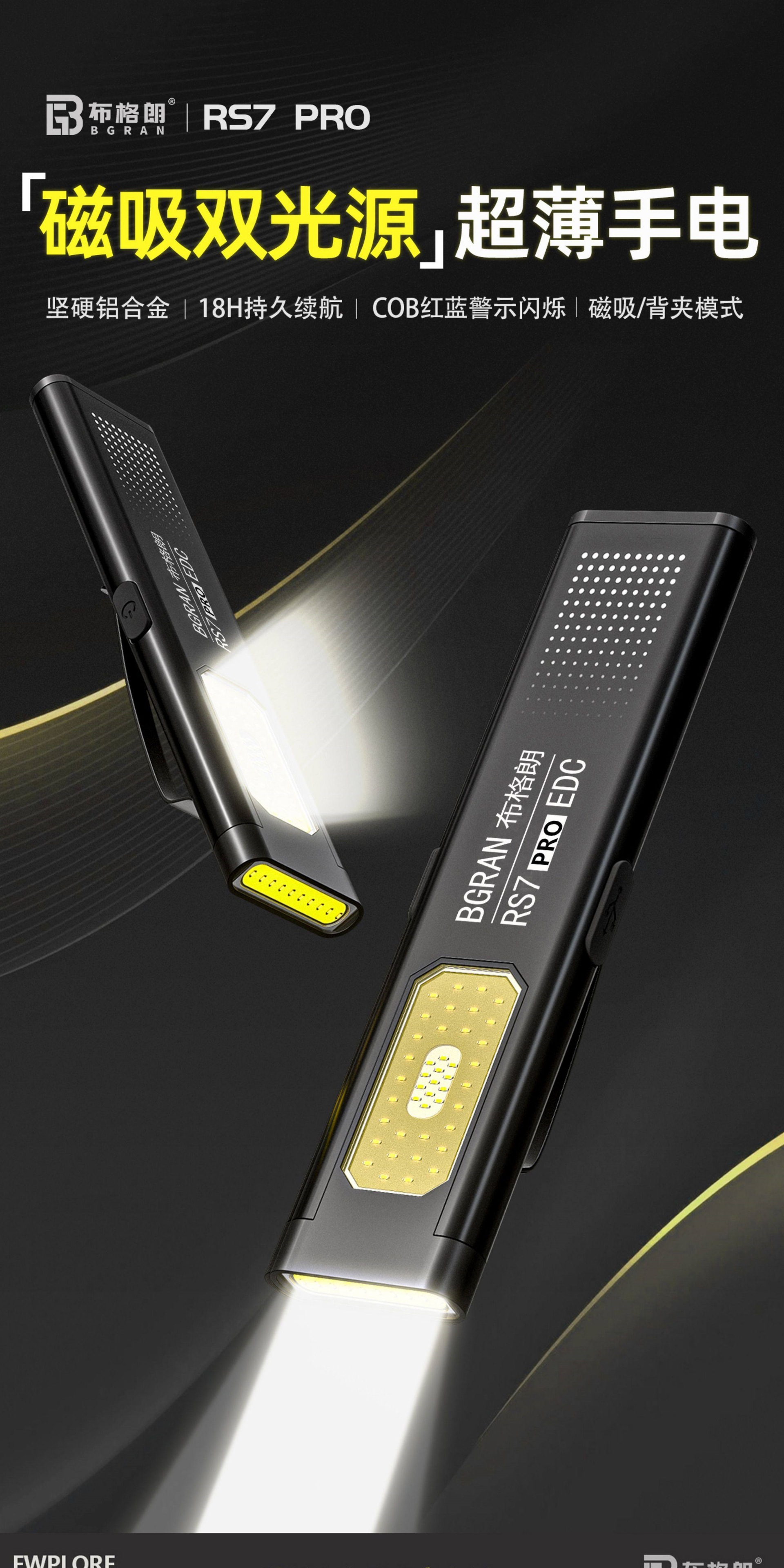 Ultra-thin flashlight with strong light, rechargeable, super bright, outdoor long-range, portable, LEDC blade repair work light