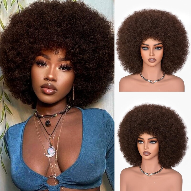 Cross-Border Black Short Curly Afro Wig, Fluffy Caterpillar-Style Wig, African Curly Hair Afro Wig