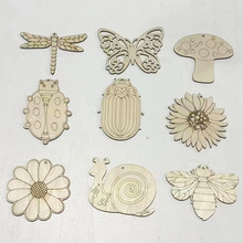 厂家直销激光雕刻木制工艺品挂件涂鸦木片手工装饰品配件带孔木片
