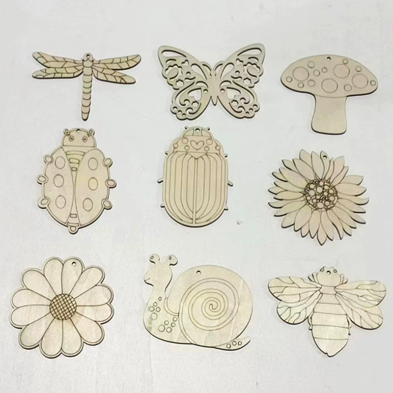 Фабрика прямых продаж лазерной гравировки деревянные поделки подвески граффити деревянная щепа украшения ручной работы аксессуары деревянная щепа с отверстиями